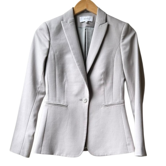 REISS Truman Tailored Blazer in Light Grey Beige Sz 2 - Picture 5 of 15